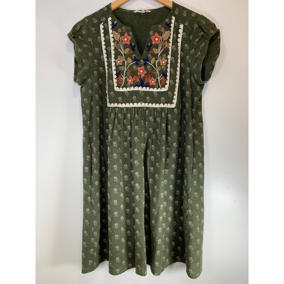 THML Dresses & Skirts - THML Embroidered Floral Shift Dress Medium Cotton Linen Boho Cottagecore Women